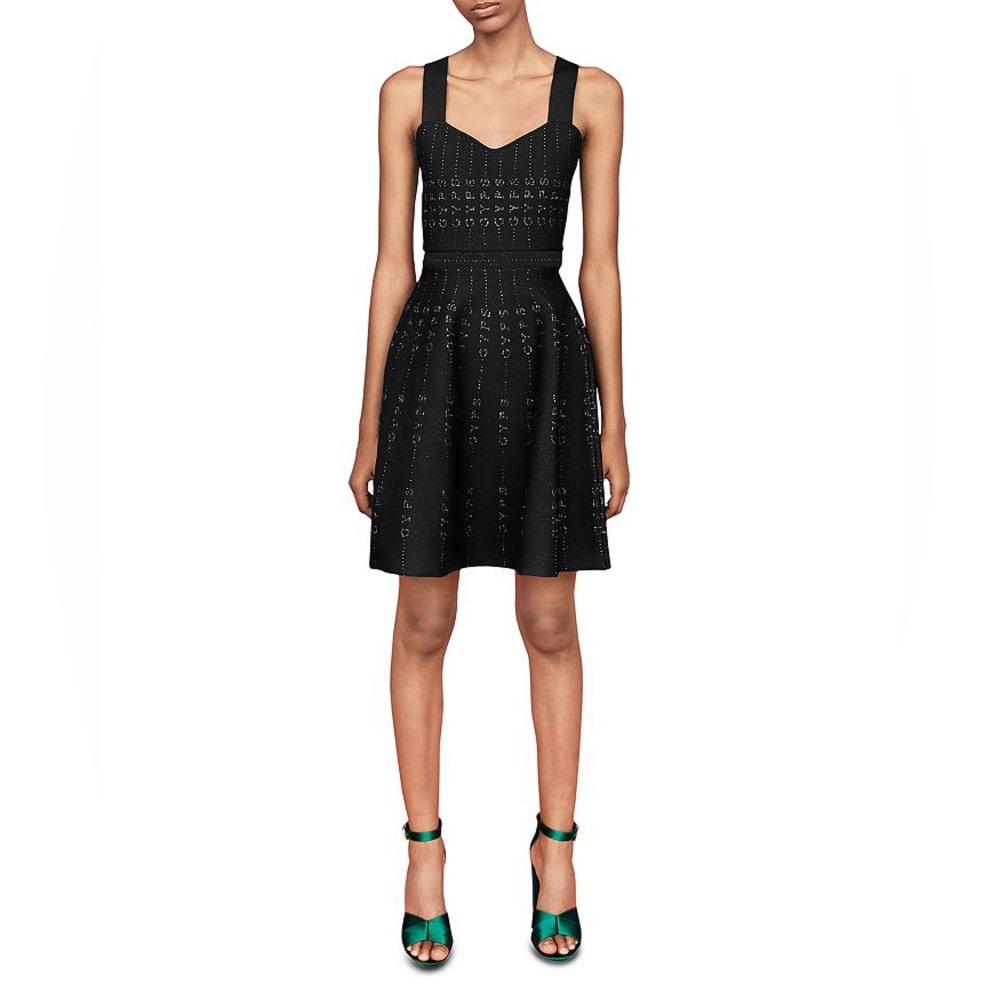 MAJE Paris “Gyps” Metallic Logo Stretchy Dress Relief Size 1 (Small)